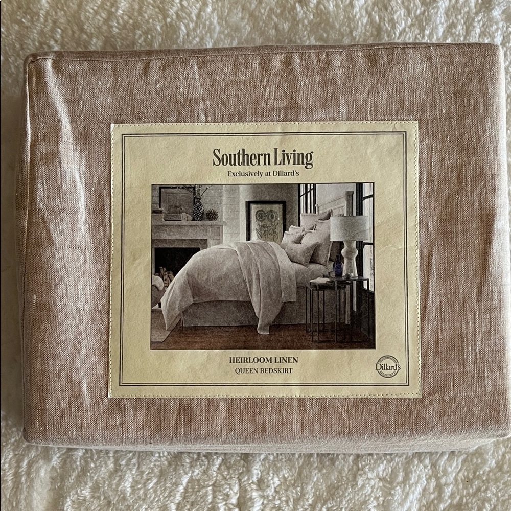 Southern Living Heirloom Linen Queen Bedskirt in Light Taupe